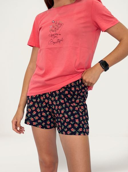Жіноча літня піжама з футболкою та шортами Pink Daisy 2420 фото