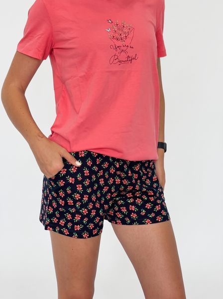 Жіноча літня піжама з футболкою та шортами Pink Daisy 2420 фото