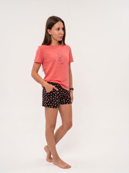 Жіноча літня піжама з футболкою та шортами Pink Daisy 2420 фото