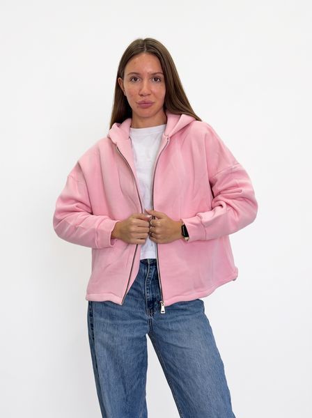 Жіноче однотонне худі на блискавці Pink Daisy Рожевий 44-48 2867 фото