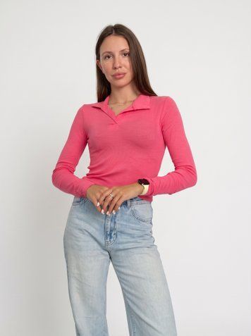 Жіноча однотонна кофта-поло Pink Daisy Рожевий, 42-44 2414 фото